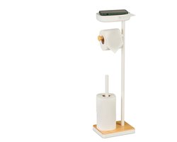 Wc rolhouder staand - 68 cm - met reserverolhouder - plankje - wit