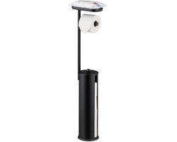 Wc-rolhouder staand - 91 cm - met reserverolhouder - plankje - zwart