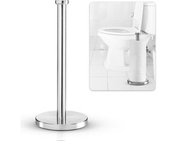 WC Rolhouder Staand - Reserverolhouder zonder Boren - Vrijstaande Toiletrolhouder - Toiletbutler Rvs - Zilver