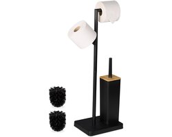wc-rolhouder staand - wc borstel en houder - reserverolhouder - rvs - zwart