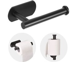 WC rolhouder - Toiletrolhouder - Zonder boren - Zel fklevend - Zwart - Staand - Wc rolhouder - Toiletpapierhouder van roestvrij staal - Aan de muur bevestigd