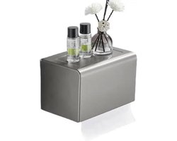 wc rolhouder - WC rolhouder donker grijs - Toiletrolhouder - Toiletrol houder donker grijs - wc rol houder met klepje - Toilet Accessoires - Inclusief installatiemateriaal