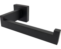 WC Rolhouder Zwart - Toiletrolhouder met Plankje - Zelfklevend of Boorbaar - Closetrolhouder Mat Zwart - WC Papier Houder