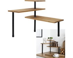 WDMT Bamboe Hoekrek – 3-Lagen - 43 x 27 x 43 cm - Ruimtebesparend Keuken Opbergrek – Badkamer Organizer - Hoekkastje – Duurzaam Plantenrek – Bruin