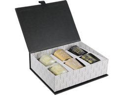 WDMT Cadeaubox met 6 Geurkaarsen - Luxe Kaarsen set voor Ontspanning en Sfeer - Luxe Zwarte Geurkaarsen Cadeauset - Zes-delige Kaarsenset - Geschenkset - Cadeau Geschenk - Cadeaupakket - Zwart