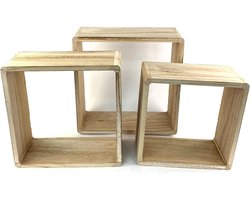 WDMT™ Houten wandboxen | 3-delig | Muur decoratie hout