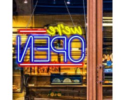 We Are Open Neonbord Rood Blauw LED Neon Bord Muur Sfeerverlichting Bier Bar Winkel - Openen LED Bord voor Thuis Pub Restaurant klaslokaal inrichting