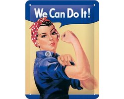 We Can Do It! - Metalen Wandbord - In reliëf - 15cm x 20cm