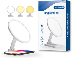 We Flow Daglicht lamp met draadloze oplader - 5 helderheidsniveaus, 3 lichten & Timer functie - Lichttherapielamp - Zonlicht lamp - 10.000 LUX - Daglichtlamp - Energielamp - UV-Vrij - Levensduur van 30.000 uur
