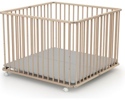 WEBABY Houten opvouwbare kinderbox in hout Beuken onbewerkt 100 x 100 cm