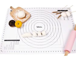 Webake Deegmat Siliconen Groot XXL 70x50 cm Bakmat Siliconenmat Transparante Deegmat Rolmat met Maatverdeling Bakmat Werkmat Antiaanbaklaag Rolmat