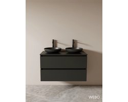 WEBO 100cm Sydney badkamermeubel volledige set INCLUSIEF mat zwarte waskommen en mat zwarte kranen - COMPLETE SET