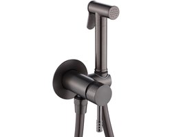 WEBO Bidet Bidetset met handdouche warm/koud– Gun Metal – Hygiënisch Toiletvergroting – Eenvoudige Montage – water sproeier - complete montageset - handdouche wc - bidetkraan voor toilet (wc) en badkamer