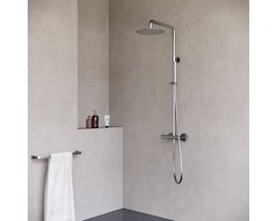 WEBO Doucheset - Regendouche RVS geborsteld - Doucheset Met Thermostaatkraan - Atlanta