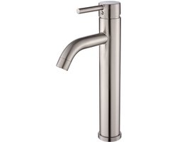 WEBO Hoge Design Wastafelkraan Toiletkraan Mediance 30 cm Messing - Waterbesparend – Gebogen – Mengkraan Koud en Warm – RVS