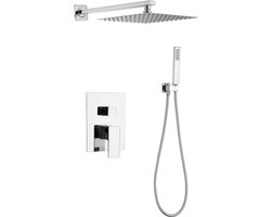 WEBO Rio Vierkant regendoucheset - Inbouw - Chroom - Doucheset - 20cm - Stortdouche - Complete doucheset - Handdouche