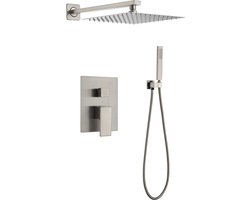 WEBO Rio Vierkant regendoucheset - Inbouw - RVS - Doucheset - 20cm - Stortdouche - Complete doucheset - Handdouche