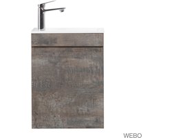 WEBO toiletmeubel COMPLEET SET 40x22cm grijs fonteinset (inclusief overloop, kraan, sifon en clickwaste)