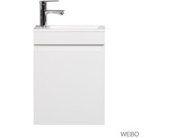 WEBO toiletmeubel COMPLEET SET 40x22cm mat wit fonteinset (inclusief overloop, kraan, sifon en clickwaste)