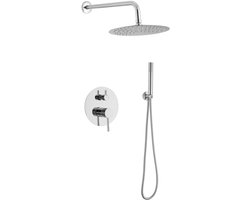 WEBO Valencia regendoucheset - Inbouw - Chroom - Doucheset - 25cm - Stortdouche - Luxe Douchekop - Complete doucheset inclusief Handdouche