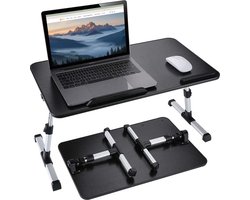 Webzon Verstelbare Laptoptafel – 53×30×32 cm – Bedtafel – Kantelbaar & In Hoogte Verstelbaar – Inklapbare Laptopstandaard voor Bed, Bank & Bureau – Ergonomische Laptop Desk met Anti-Slip – Geschikt voor 17” Laptop – Opvouwbare Laptop Tray – Zwart