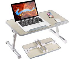 Webzon Verstelbare Laptoptafel – 53×30×32 cm – Kantelbaar & In Hoogte Verstelbaar – Inklapbare Laptopstandaard voor Bed, Bank & Bureau – Ergonomische Laptop Desk met Anti-Slip – Geschikt voor 17” Laptop – Opvouwbare Laptop Tray – Wit