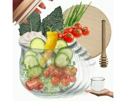 Weck Glazen Potten 370ml met Houten Deksel & Lepel - 6 Stuks