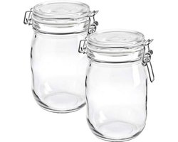 Weckpot - Voorraadpot - Transparant - 1 Liter - 2 stuks