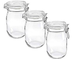 Weckpot - Voorraadpot - Transparant - 1 Liter - 3 stuks