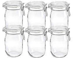 Weckpot - Voorraadpot - Transparant - 1 Liter - 6 stuks