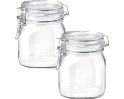 Weckpot - Voorraadpot - Transparant - Vierkant - 750 ml - 2 stuks