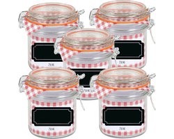 Weckpot/inmaakpot - 10x - 250 ml - glas - met beugelsluiting - incl. etiketten