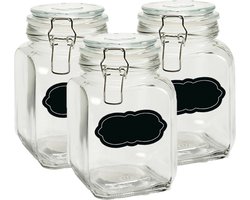 Weckpot/inmaakpot - 4x - 1.2L - glas - met beugelsluiting - incl. etiketten