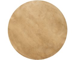 Wecon home Basics - Anna - Hoogpolig vloerkleed - 100 cm rond - Zand/Beige -