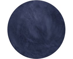 Wecon home Basics - Anna - Hoogpolig vloerkleed - 150 cm rond - donkerblauw -