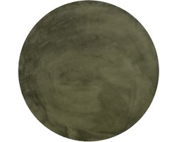 Wecon home Basics - Anna - Hoogpolig vloerkleed - 200 cm rond - Olijfgroen -