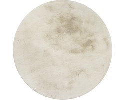 Wecon home Basics - Emil - Badmat - 90 cm rond - crème beige - Douchemat Hoogpolig met Rabbit Hair – Extreem Zacht & Fluffy – Comfortabel en Absorberend – Wasbaar en Antislip