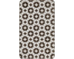 Wecon home Basics - J&J - Badmat - 60x100 cm - taupe beige - Douchemat Modern Design – Geometrisch Grafisch Patroon – Zacht & Comfortabel – Wasbaar en Antislip
