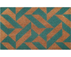 Wecon home - Mainstage - Deurmat - 40x60 cm - blauw bruin - Kokosmat met Modern Geometrisch Patroon – Onderhoudsvriendelijk, Vuilafstotend, Stevig & Duurzaam, Antislip Coating – 100% Kokos – Geschikt voor Binnen- en Tussenruimte