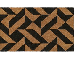 Wecon home - Mainstage - Deurmat - 45x75 cm - zwart bruin - Kokosmat met Modern Geometrisch Patroon – Onderhoudsvriendelijk, Vuilafstotend, Stevig & Duurzaam, Antislip Coating – 100% Kokos – Geschikt voor Binnen- en Tussenruimte