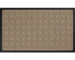 Wecon home - Midnight Mosaic - Deurmat - 40x60 cm - zandbeige - Moderne Deurmat met Reliëf en Cirkelvormig Mozaïekpatroon – Onderhoudsvriendelijk, Antislip & Weerbestendig – Duurzaam en Geschikt voor Binnen- en Buitenruimte