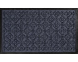 Wecon home - Midnight Mosaic - Deurmat - 45x75 cm - grijsblauw - Moderne Deurmat met Reliëf en Cirkelvormig Mozaïekpatroon – Onderhoudsvriendelijk, Antislip & Weerbestendig – Duurzaam en Geschikt voor Binnen- en Buitenruimte