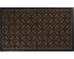 Wecon home - Midnight Mosaic - Deurmat - 60x90 cm - bruin - Moderne Deurmat met Reliëf en Cirkelvormig Mozaïekpatroon – Onderhoudsvriendelijk, Antislip & Weerbestendig – Duurzaam en Geschikt voor Binnen- en Buitenruimte