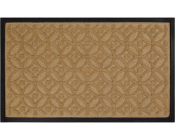 Wecon home - Midnight Mosaic - Deurmat - 60x90 cm - honingbeige - Moderne Deurmat met Reliëf en Cirkelvormig Mozaïekpatroon – Onderhoudsvriendelijk, Antislip & Weerbestendig – Duurzaam en Geschikt voor Binnen- en Buitenruimte