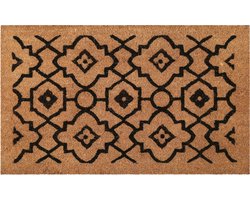 Wecon home - Posh Palace - Deurmat - 60x90 cm - natuur - Kokosmat met Ornamentaal Geometrisch Patroon – Onderhoudsvriendelijk, Vuilafstotend, Stevig & Duurzaam, Antislip Coating – 100% Kokos – Geschikt voor Binnen- en Tussenruimte