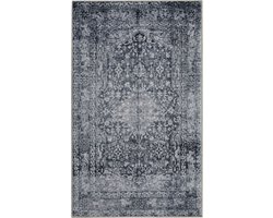 Wecon home - Ralph - Badmat - 70x120 cm - grijs - Douchemat Vintage Look – Plat Geweven Oriëntaals Patroon – Groen-Blauw Klassiek Design – Wasbaar en Antislip