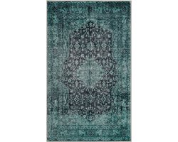 Wecon home - Ralph - Badmat - 70x120 cm - groente - Douchemat Vintage Look – Plat Geweven Oriëntaals Patroon – Groen-Blauw Klassiek Design – Wasbaar en Antislip