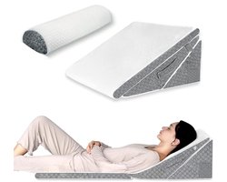 Wedge Kussen Set voor Acid Reflux, GERD, Snurken en Rug- en Kniepijn – Verstelbare Opvouwbare Driehoekige Hoofdsteun voor Slaapcomfort, Anti-Snurken Kussen, Reflux Kussen