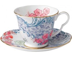 WEDGWOOD - Butterfly Bloom - Kop en Schotel Blauw& Pink