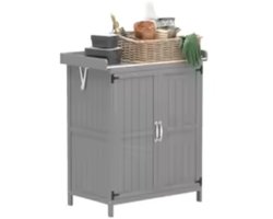 Weelora Tuinkast - Tuinkast Voor Buiten - Kast Buiten - Met 2 Deuren En Plank - Roestvrij Staal - Plantentafel - Terras-Tuin Tafel - 74x43x88 Cm - Kleur Grijs